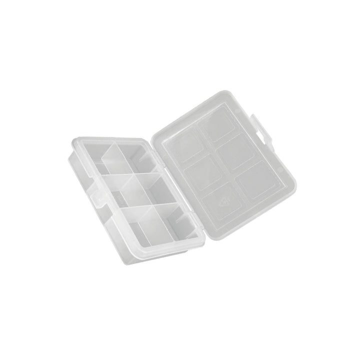 Transparent plastic storage boxes with 6 compartments 120*100*28 mm