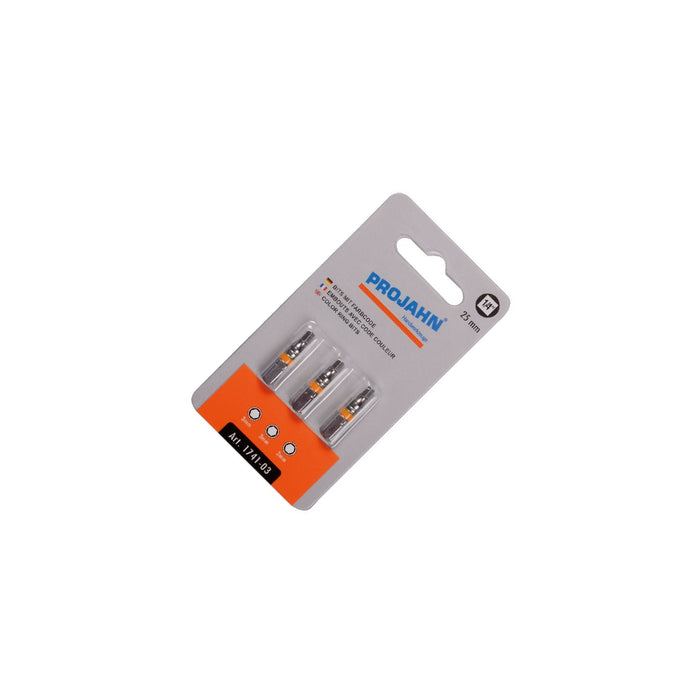 Marked bit 1/4" l25 mm with hexagonal inner profile 3 mm set of 3 pieces