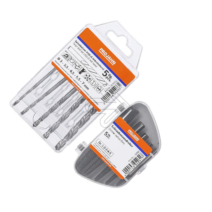Set consisting of screw pullers, 5 pcs and hss-g drill bits 5 pcs (left)