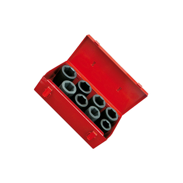 Socket impact wrenches set with 1", 24-38mm, long, 8 pcs