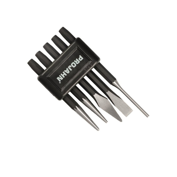 Set of chisels, pegs, pin extractor and pointer (2+1+1+1 pcs) in plastic support