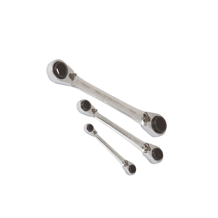 Gear tech 4-in-1 8-19mm reversible ratchet wrench set of 3 pcs