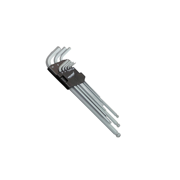 Set of long hexagonal ball socket wrenches 9 pieces 1.5-10 mm in plastic holder