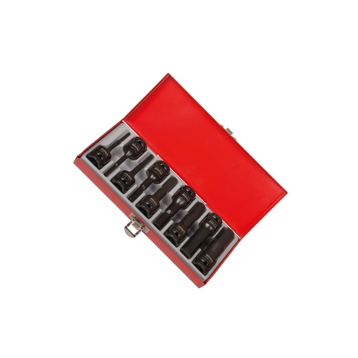 Socket bit set with 1/2" impact drive