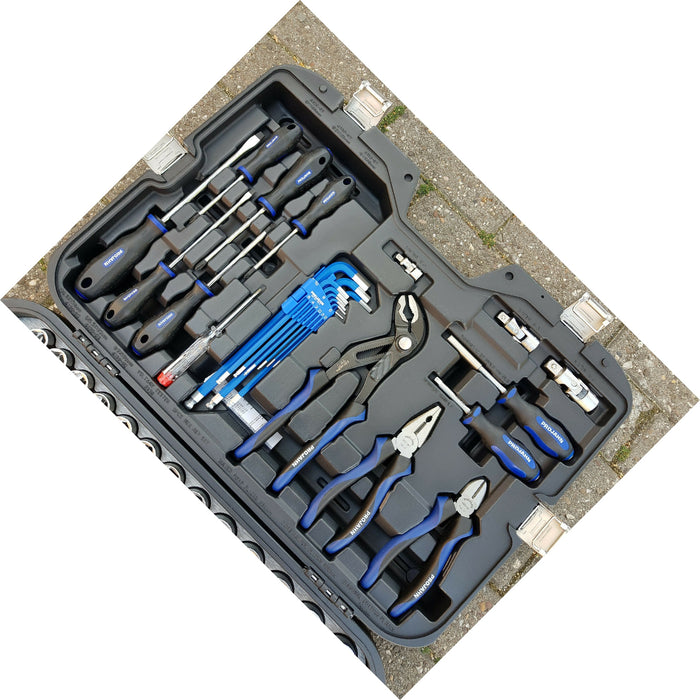 Socket wrench kit 1/4"+3/8"+1/2", 122 pieces